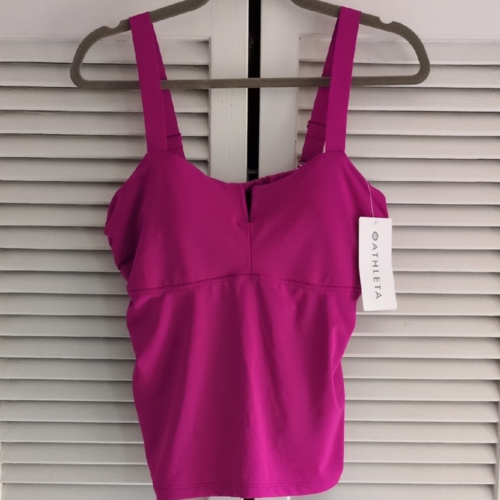Nwt Athleta Magenta Square Neck V Bra Cup Tankini 38 B/C